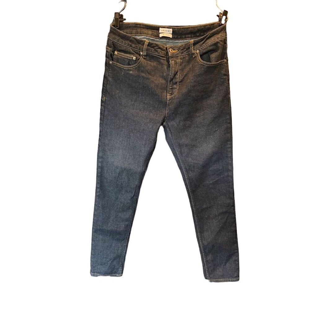 Absent Men's Blue Denim Jeans Tapered Leg 5-Pocket Mid Rise Size 34